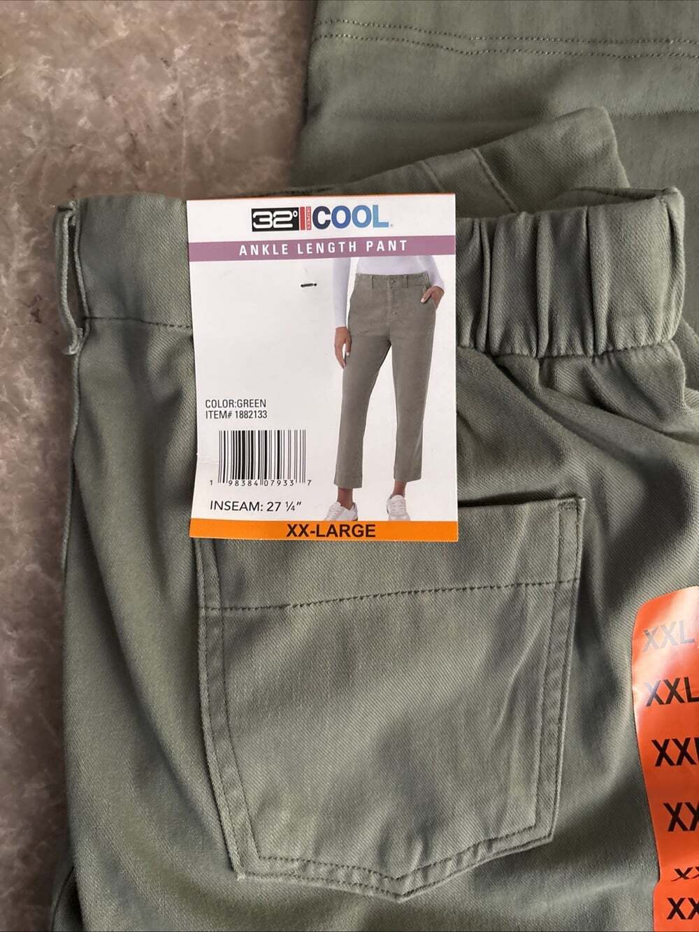 32 Degrees Cool Women's Ankle Length Pants, Green, Size XXL